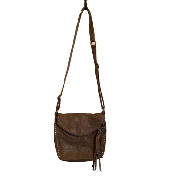 The Sak Silverlake Crossbody Bag Gray Leather Studded Fringe Boho Western - Picture 2 of 9